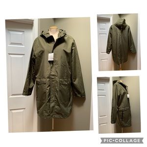 NWT Zara Water Repellent Green Parka Small